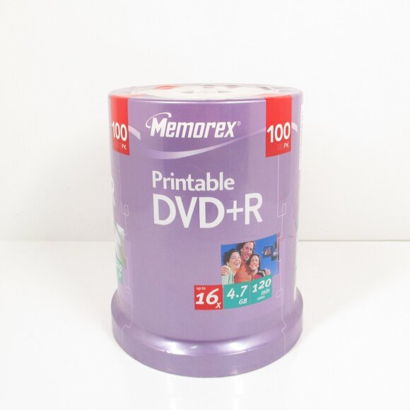 Memorex Printable DVD-R 100 Pack 16X 4.7GB 120 Minute Recordable NEW SEALED - Picture 3 of 4